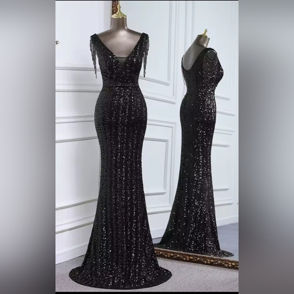 Glamorous Black Sequin Backless Dress - Picture 7 of 16